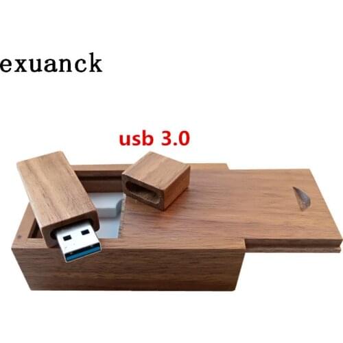 Exuanck DIY Custom Logo Walnut Wooden Usb 3.0 Flash Drive 4GB -64GB Photography Gift /wedding gift (over 20pcs free logo)