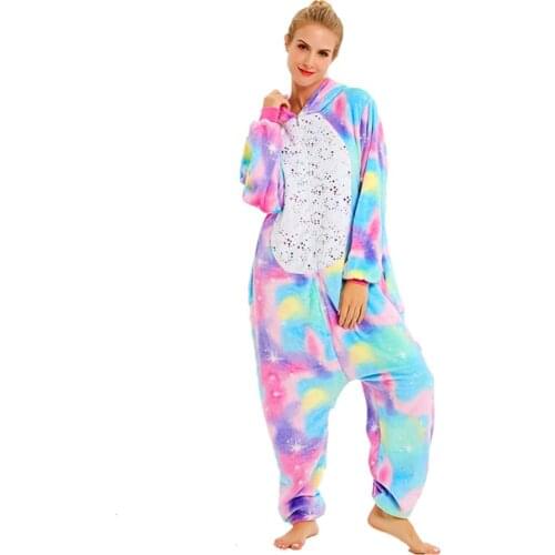 Flannel Unicorn Pajamas Adults Children Adult Stitch Totoro Animal Pyjamas Anime Cosplay Onesie Cartoon Women Sleepwear