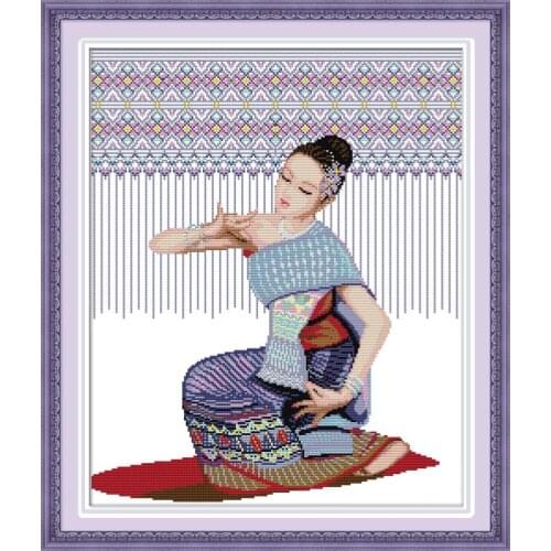 Joy Sunday An Embroidery Girl Cross Stitch Needle Crafts 11&14CT Cartoon Pattern Cross Stitch Needlework Set Gift Home Decor