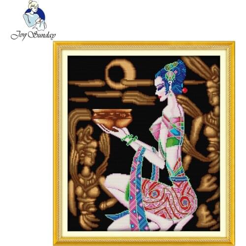 Joy sunday figure style Beautiful shot easy counted cross stitch for beginners diy needlework