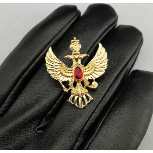 Classic Gold Plated Double Headed Eagle Brooch Pins Russia Badge for Men Women Masonic Brooch Freemasonry Jewelry Party Gifts