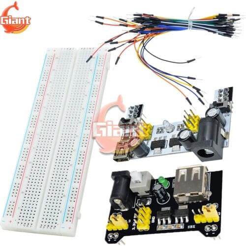3.3V 5V MB102 Breadboard Power Supply Module+MB-102 830 Points Prototype Bread Board for Arduino Kit + 65 Jumper Wires Wholesale