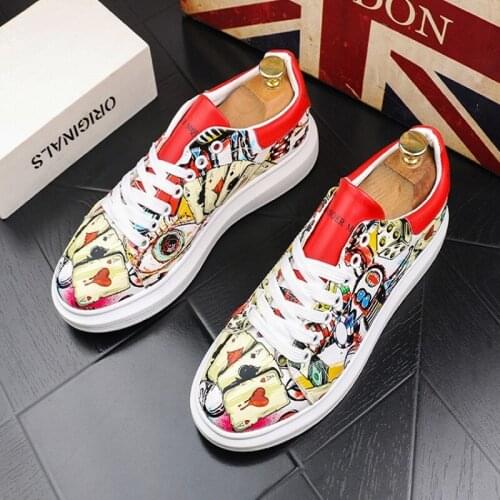 New fashion mens casual shoes, thick-soled graffiti breathable shoes, mens luxury driving shoes b92
