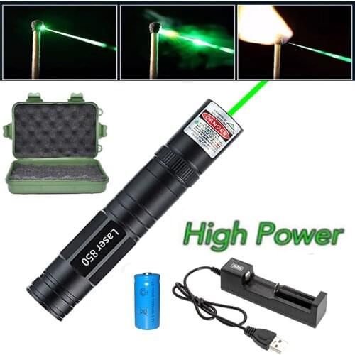 Mini Portable Laser Green Point Laser Pointer USB Charger 5mW High Power Combustion Device 850 Laser with 16340 Battery