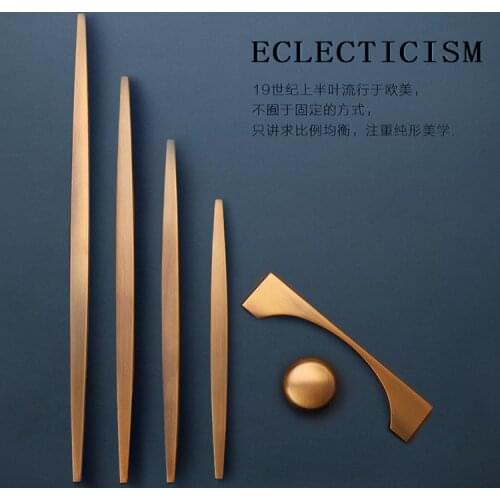 Straight Bar Door Handle European Style Wardrobe Cabinet Door Handle Modern Simple Yellow Bronze American Style Door Handle