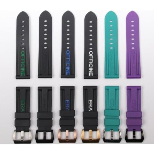 24mm Silicone Rubber watch band Replace For Panerai strap watch band Waterproof watchband Pin buckle tools free