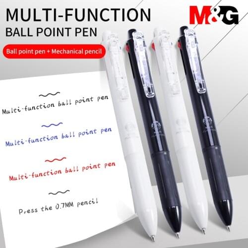 M&G 4 In 1 Multi-Function Mechanical Ballpoint Pen 3 Colors Ball Pen 1 Automatic Pencil (0.5mm) School Office Writing Supplies