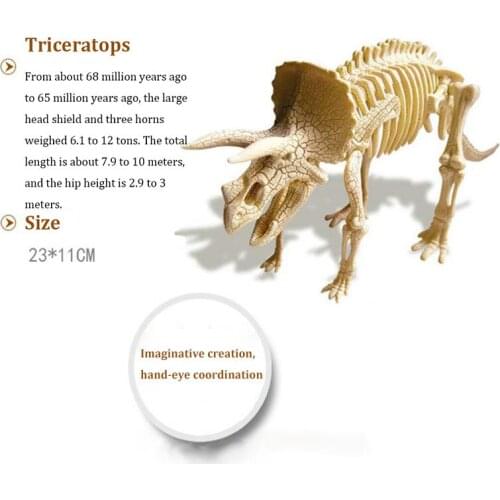 DIY Assembled Simulation Dinosaur Skeleton Model Fossil Archaeological Excavation Set Educational Puzzle Toys for Children