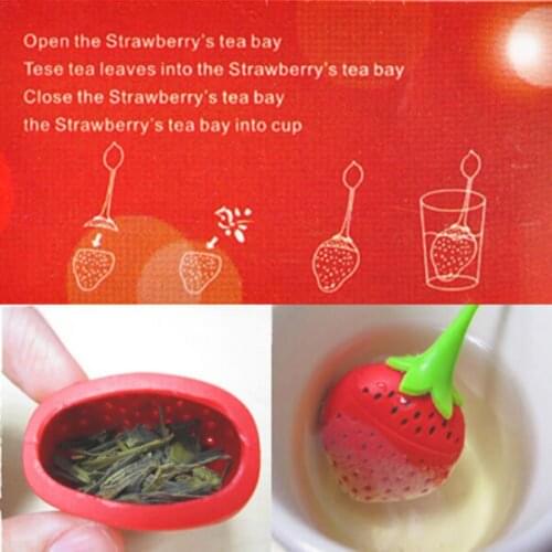 Tea infuser silicone rubber, tea strainer with strawberry and lemon design filter bag of loose tea leaves herbal spice infuser