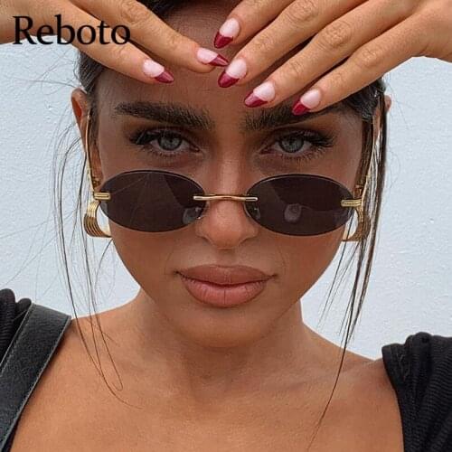 Oval Frameless Retro Sunglasses Mirror Women 2021 Uv400 High Quality Small Glasses Male Rimless Driving Sun Glasses Rimless