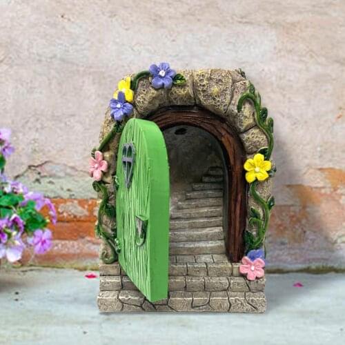 Fairy Garden Statue Door Kit Resin Fairy House With Ladder Home Statue Resin Door Garden Figurine For Outdoor Yard Garden Decor