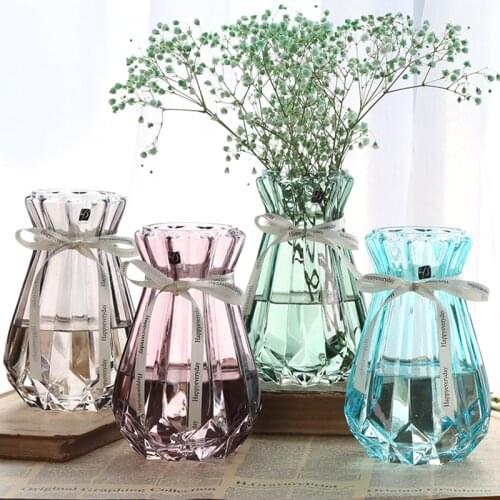 Vase Nordic Glass Desktop Home Decor Flower Pot Living Room Bathroom Decoration Accessories Decoracion Terrarium декор дома ваза