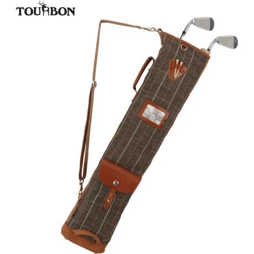 Tourbon Vintage Golf Bag Clubs Carrier Tee Holder Retro Pencil Style Melton Fleece Padded Outdoor Sports Club Cover 86CM