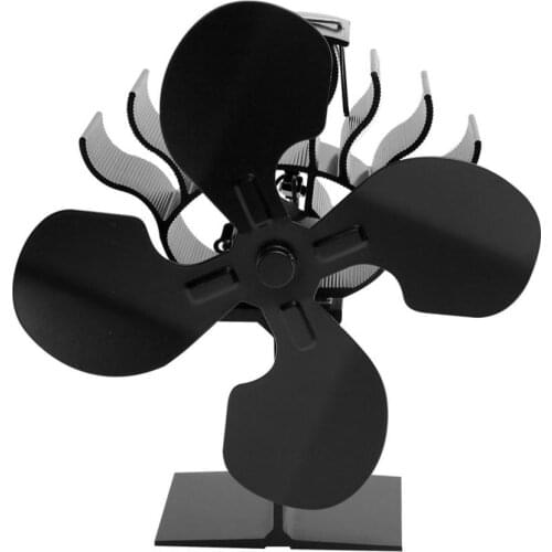 Chimney Tool Stove Fan Black 4-Blades Fireplace Fan Heat Powered Eco-Friendly Black Stove Fan Compatible For Wood Burning
