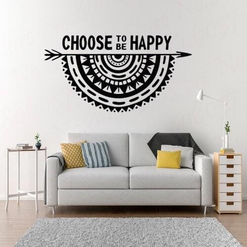 Religion Islam Vinyl Wall Decal Mandala Arrow Ethnic Style Inspirational Quote Interior Stickers Mural Wall Decor WL1402