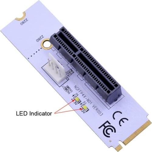 High Speed PCI-E 4X To NGFF M.2 Riser Card M2 M Key To PCIE X4 Adapter With LED Voltage Indicator For BTC LTC ETH Miner Dropship