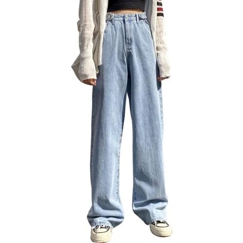 Woman Jeans High Waist Clothes Wide Leg Denim Clothing Blue Streetwear Vintage Quality Fashion Harajuku Straight Pants