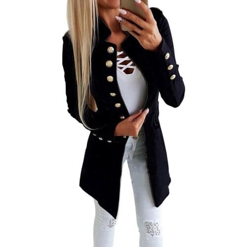 New Office Women Long Coat Overall Long Blazer Fashion Single Breasted Winter Slim Jacket Solid Female Red Black Outerwear
