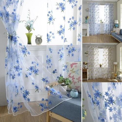 1Pc Beautifully Home Modern Tulip Window Screen Living Room Bedroom Door Kitchen Drape Curtain Home Decoration Accessories