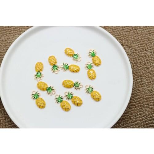 10pcs 10*24mm Enamel Pineapple Charms For Earrings Necklaces Making Fruit Handmade DIY Accessories Wholesale Items For Business