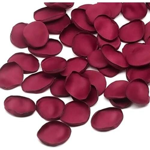 200 Pieces/bag Wine Red Artificial Rose Petals For Wedding Handmade Soft Satin Rose Petals