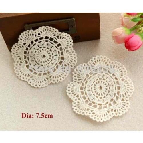 5pcs/lot Natural color flower design cloth paste,cotton embroidery paste,appliques lace,decoration patches,cup mat(ss-1838-354)
