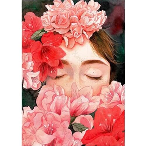 5D DIY Diamond Painting Abstract Cartoon flower Girl Portrait Full Diamond Cross Stitch Rhinestone Embroidery Handmade Ornaments