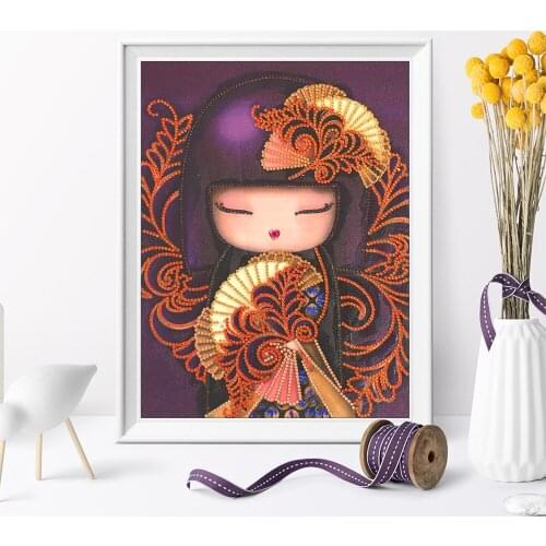 5D DIY Partially Shaped Diamond Painting Creative Cartoon Series Girl Diamond Painting Mosaic Japanese Style Home Decoration