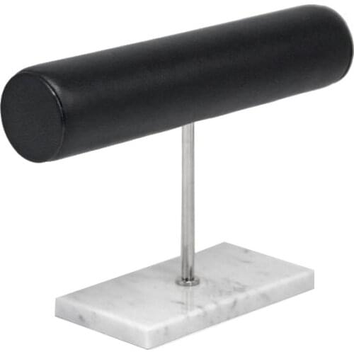 White Marble Display Stand Shoot Props Stainless Steel PU Leather Bracelet Storage Watch Stand