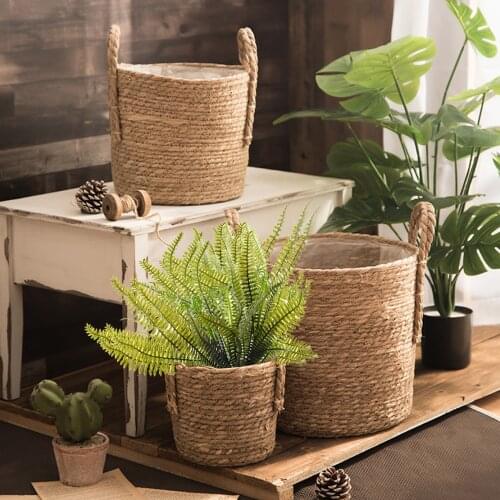 5pcs Large Artificial Boston Fern Fake Green Hanging Basket Plant Grass Decoration Without Basket