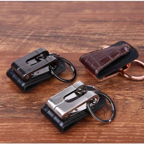 Genuine leathe car keychain double loops key chain key holder high quality sleutelhanger chaveiro llaveros hombre free shipping