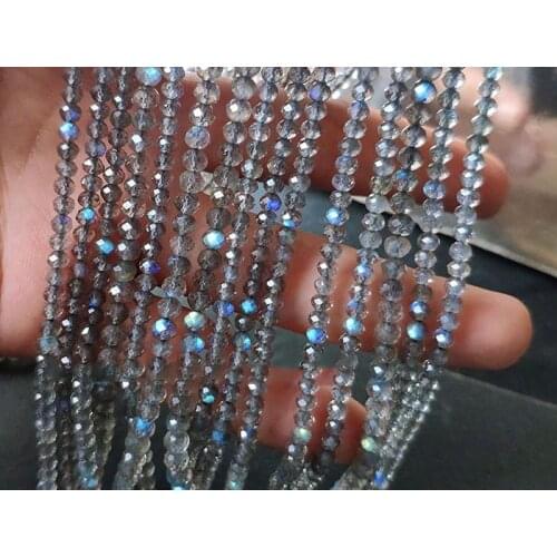 AAAAA LOOSE BEADS Labradorite ROUNDEL faceted 3-4mm Wholesale for DIY jewelry necklace 32cm