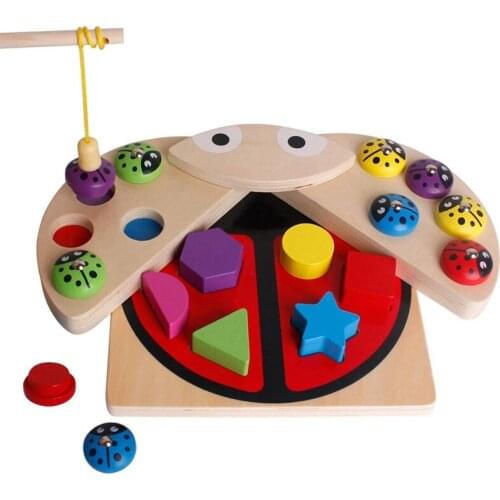 Wooden Magnetic Fishing Game for Kids Insect Catching Toy Memory Exercise Toy 3 4 5 Years Old Girl Boy Education Toy