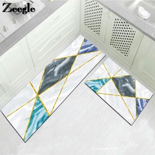 Printed Geometric Kitchen Carpet Floor Mat Living Room Area Rugs Anti Slip Absorbent Hallway Floor Rug Bathroom Mats