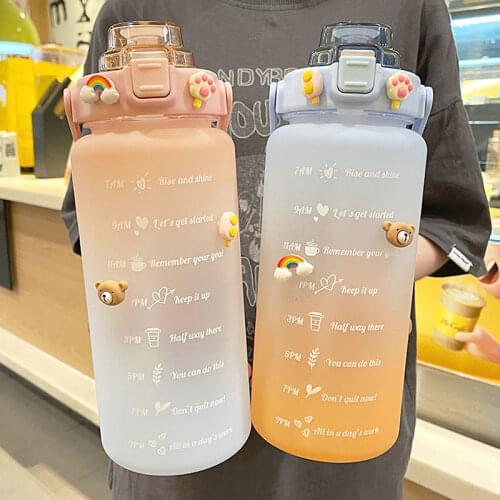 2L 64OZ Quality Tritan Gallon Water Bottle with Flip-Flop BPA Free Drink Bottles Portable Sports Phone Stand GYM Jug Drinkware