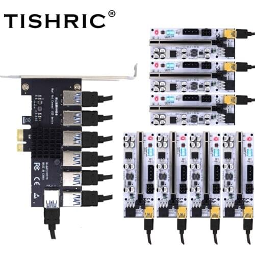 TISHRIC PCI-E Riser Card 009S/009C Plus PCI Multiplier 1X 16X PCI Express x16 PCIE 1 To 4 Slot USB Adapter For BTC Miner Mining