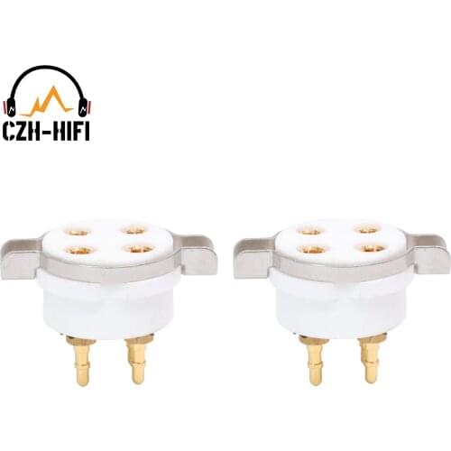 2pcs High End Ceramic 4pin Tube Socket Valve Lamp Jack for Vintage Audio 300B 2A3 811 5U4 5881 45 71A Amplifier DIY