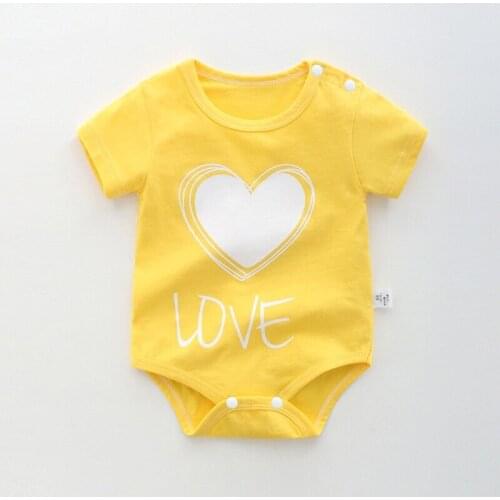Baby Girl 100% Pure Cotton Romper Summer Short Sleeved Heart Shape Dot Jumpsuit Toddler Cute Boutique Clothes