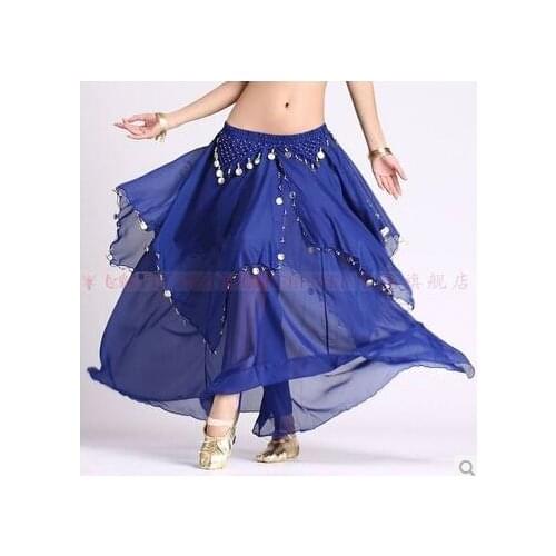 Belly dance costumes senior sexy chiffon gold coins belly dance skirt for women belly dancing clothes skirts
