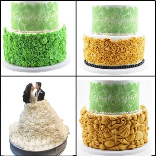 Meibum Leaf Flower Silicone Fondant Cake Mold Rose Petal Conch Shell Pattern Wedding Birthday Paste Sugar Craft Decorating Mould