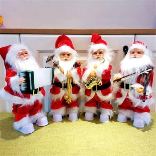 Fashion New 30cm Electric Santa Claus With Musical instrument Music Plush Doll Decoration Ornaments Kids Toys Christmas gifts