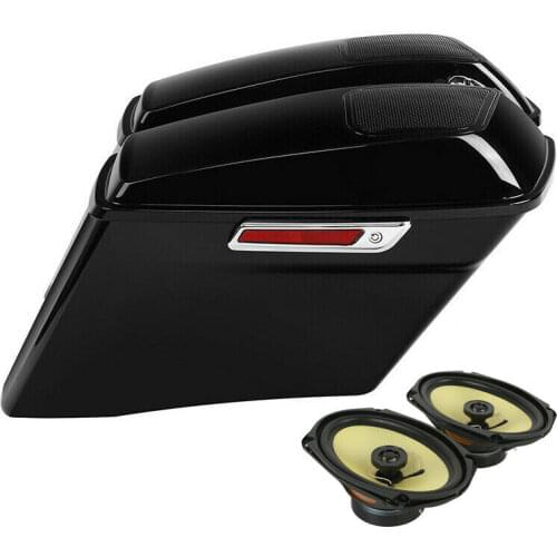 Motorcycle 4" Stretched Extended Saddlebag 6x9'' Speakers For Harley CVO Touring Road King Glide 2014-2021 Vivid Black