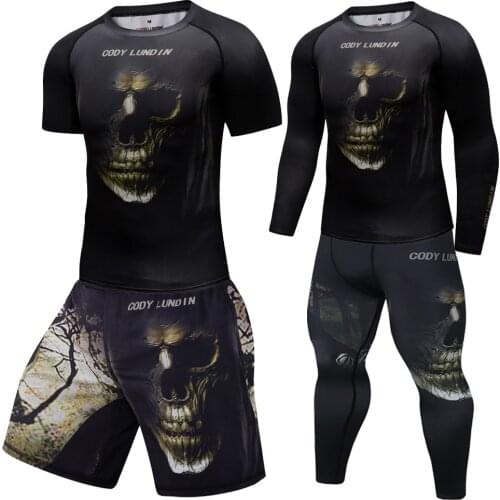 Mens Sportswear Compression Suit MMA Boxing Rashguard Workout Gym Clothing Joggers Training Fitness Tight Tracksuit Running Set