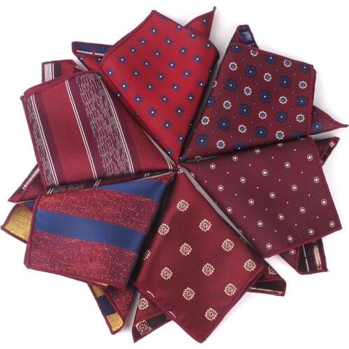 Wine Red Pocket Square For Men Women Striped Chest Towel Wedding Hanky Gentlemen Hankies Mens Suits Handkerchief Pocket Towel