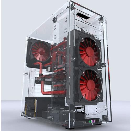 Newest L500 Desktops All Transparent Acrylic Vertical Micro/ATX Computer Cases Towers Plexiglass USB3.0/ Audio Hands-on assembly