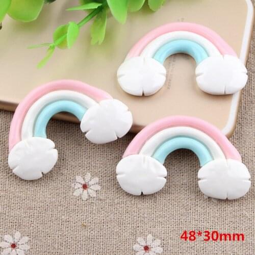 New Arrival 10pcs 48*30mm Rainbow Cloud Flatback Resin Cabochon Embellishments Scrapbooking Home Decor Phone Shell DIY Material