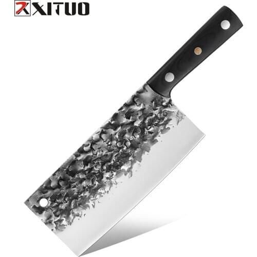 XITUO Asia Cleaver Knife 8 Inch Handmade Forging Butcher Kitchen Nakiri Hunting Survival Japanese Tool For Chef Cooking Utility