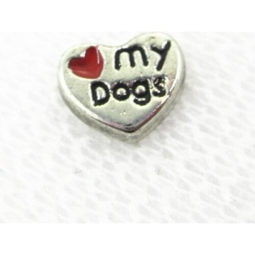 Hot Selling 20pcs/lot I Love My Dogs Floating Charms Living Glass Memory Lockets Floating Charms DIY Jewelry Accessory