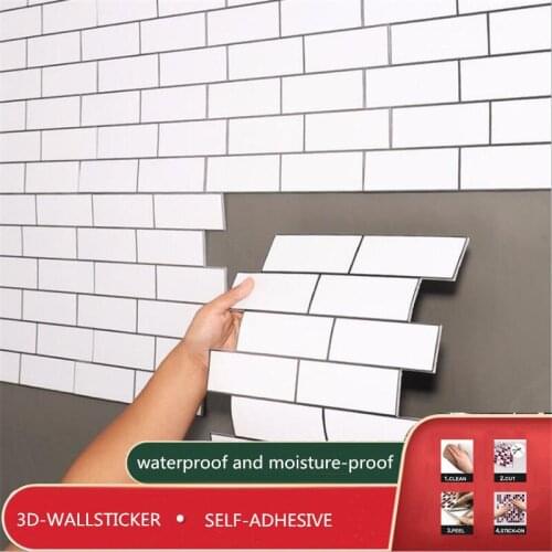Nordic Simple White Brick Thick Mosaic Background Wallpaper Fashion Self Adhesive Waterproof Contact Paper Charm 3D Wall Sticker
