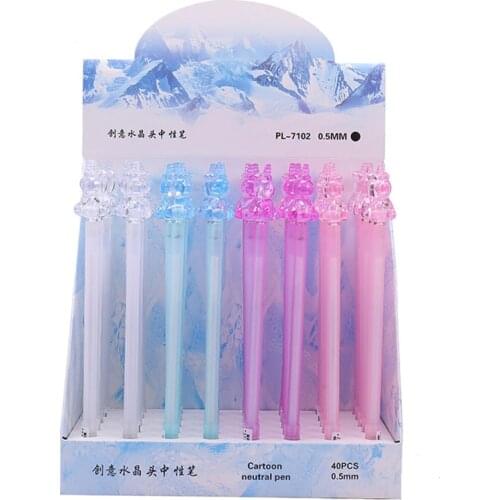 40 pcs/lot Transparent Crystal unicorn Gel Pen Cute 0.5 mm black ink Neutral Pen School Office writing Supplies Promotional Gift